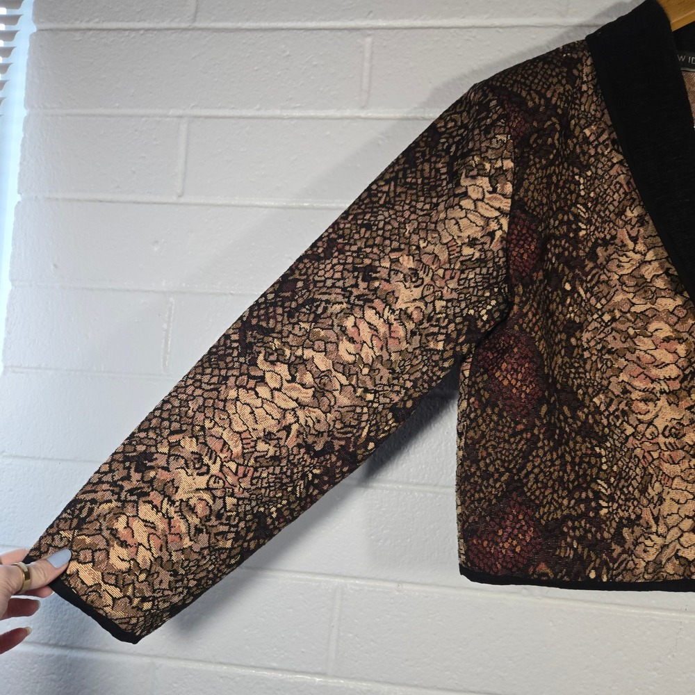 Vtg New Identity Snakeskin Tapestry Blazer Medium Cropped Animal Print Jacket - Picture 5 of 6